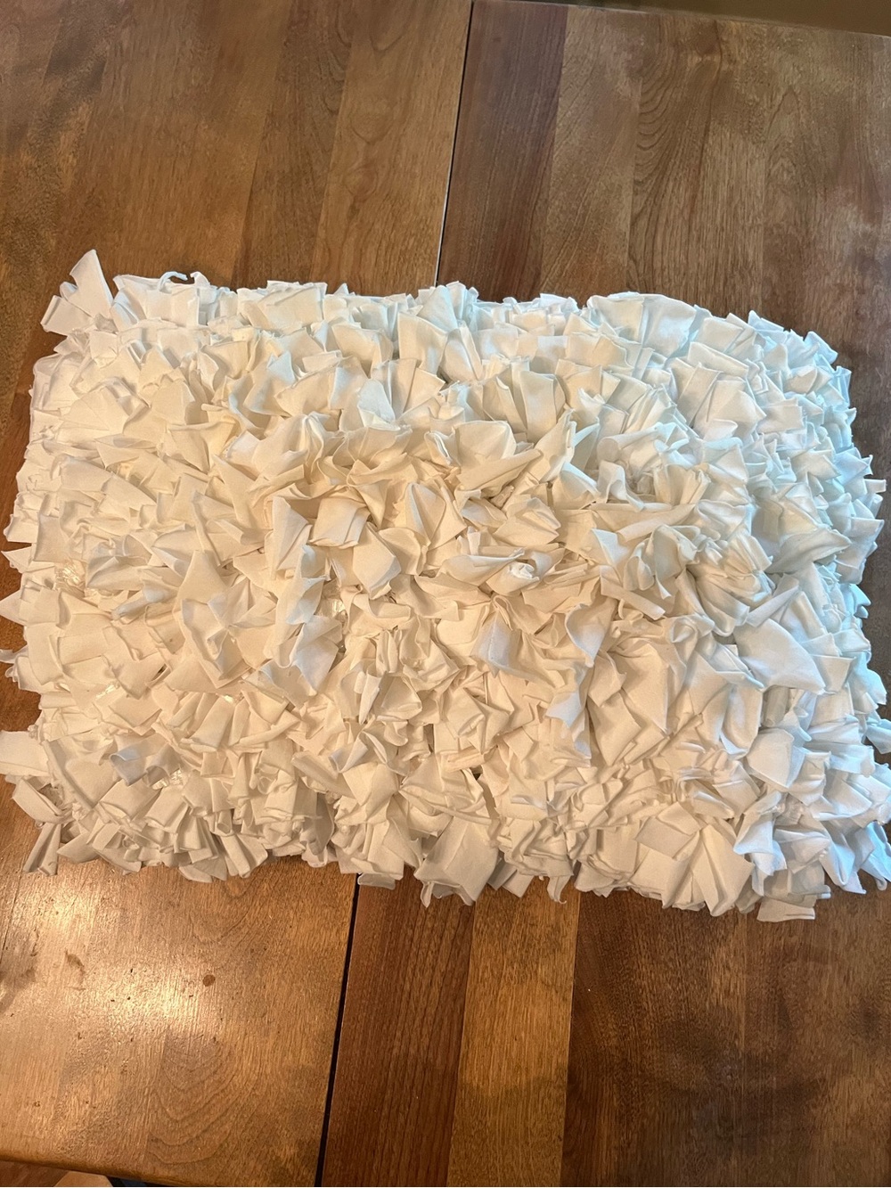 Rag tie White pillow Dorm or Home 19”x 13”